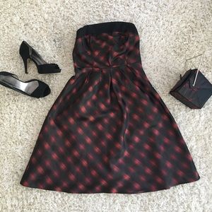 Plaid strapless cocktail dress